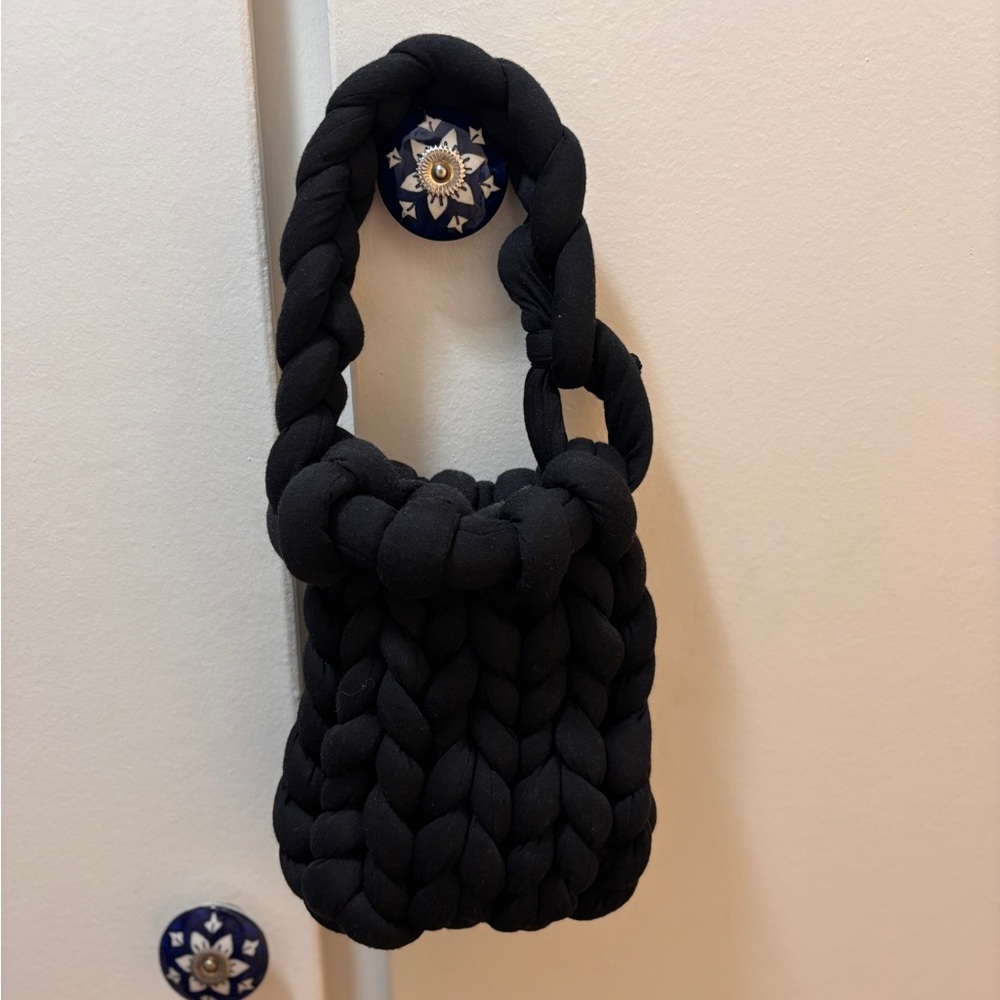 Black Handwoven Mini Tote Bag